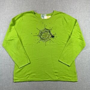 Quacker Factory Spider Web Beaded Halloween Sweater Women L NEW Y2K Spooky‎